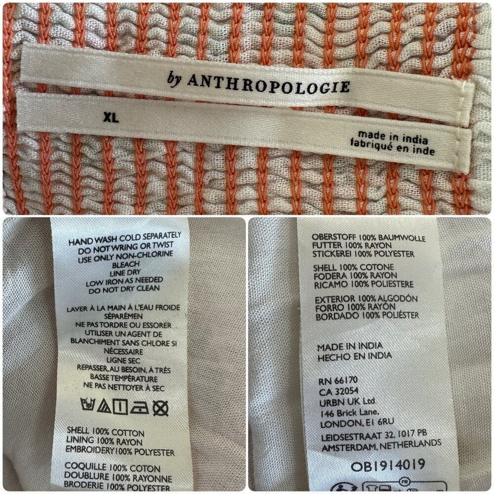ANTHROPOLOGIE Babydoll Sweetheart Maxi Dress Floral Eyelet Cut Out Hem Sz XL NEW - Picture 12 of 12